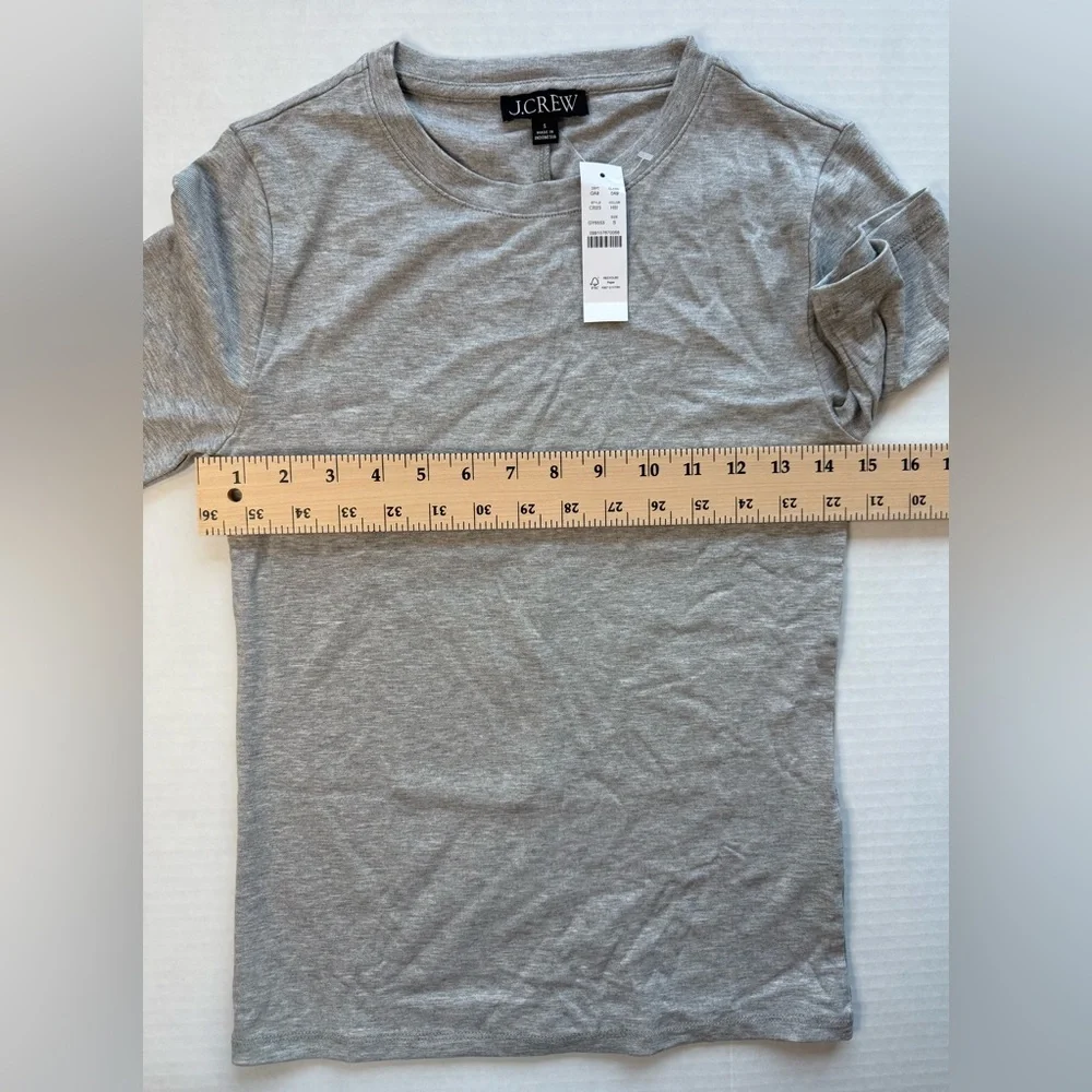 NWT J. Crew Refined Rib Elbow-Sleeve T-Shirt Heather Gray Silver Size S C1023 - Picture 9 of 15